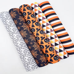 5pcs Large Halloween Fabric DIY Patchwork with Pumpkin Ghost & Spider Web Prints