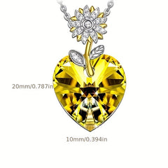 Girl's Sunflower Heart Necklace Pendant Romantic Christmas Gift