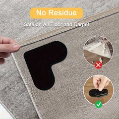 4pcs Anti Slip Carpet Sticker for Ceramic Tiles & Wooden Floor Areas