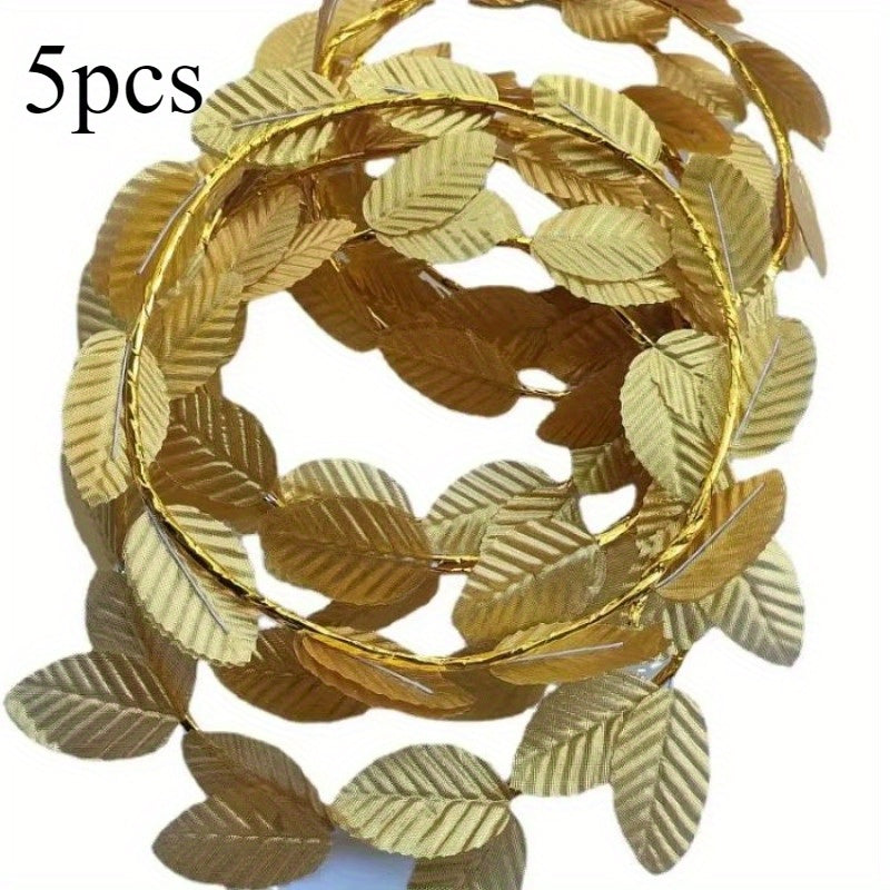 Golden Leaf Roman Wreath for Women Plastic Party Decoration