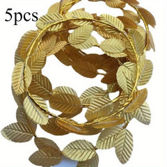 Golden Leaf Roman Wreath for Women Plastic Party Decoration