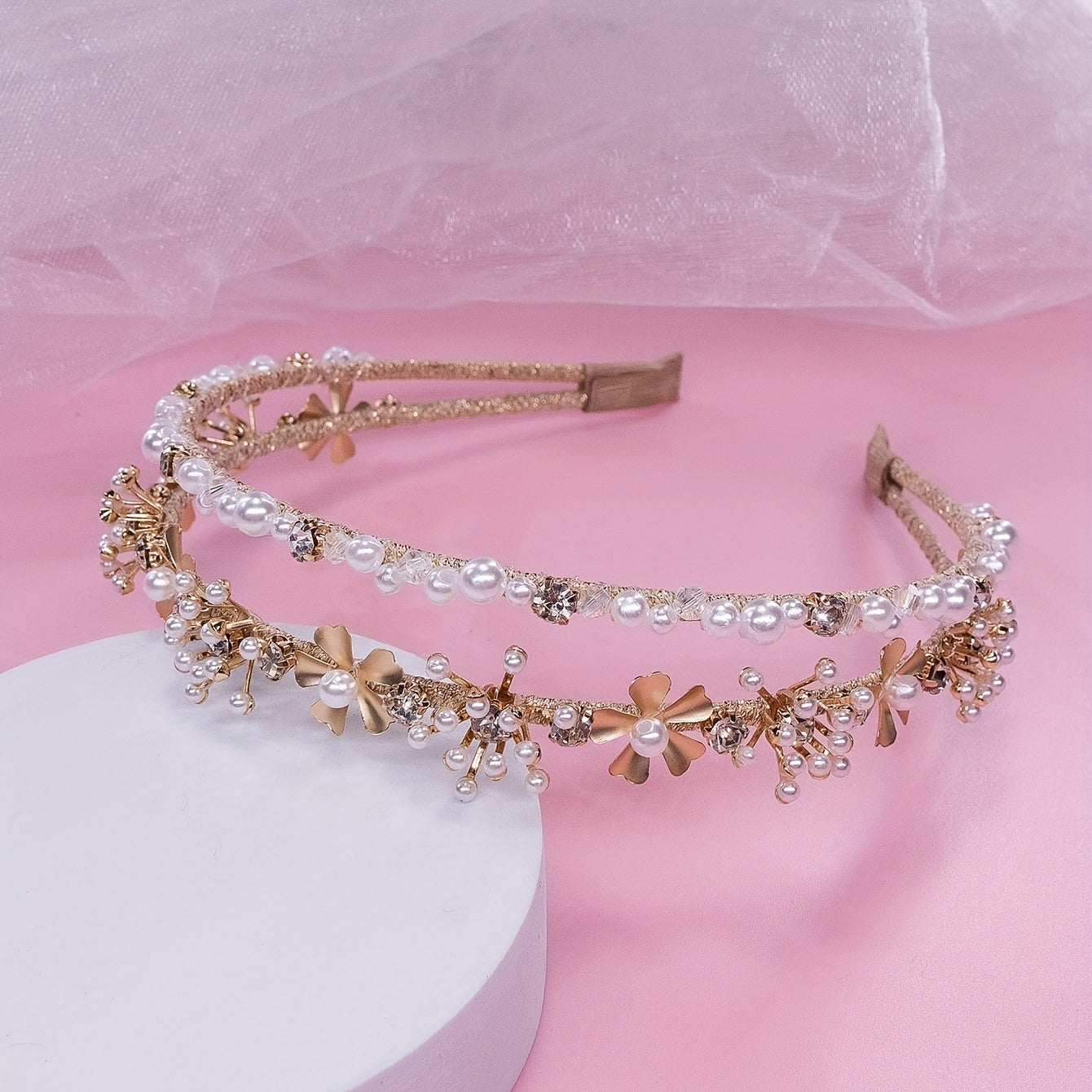 Rhinestone Pearl Headband Bridal Wedding Hair Accessory