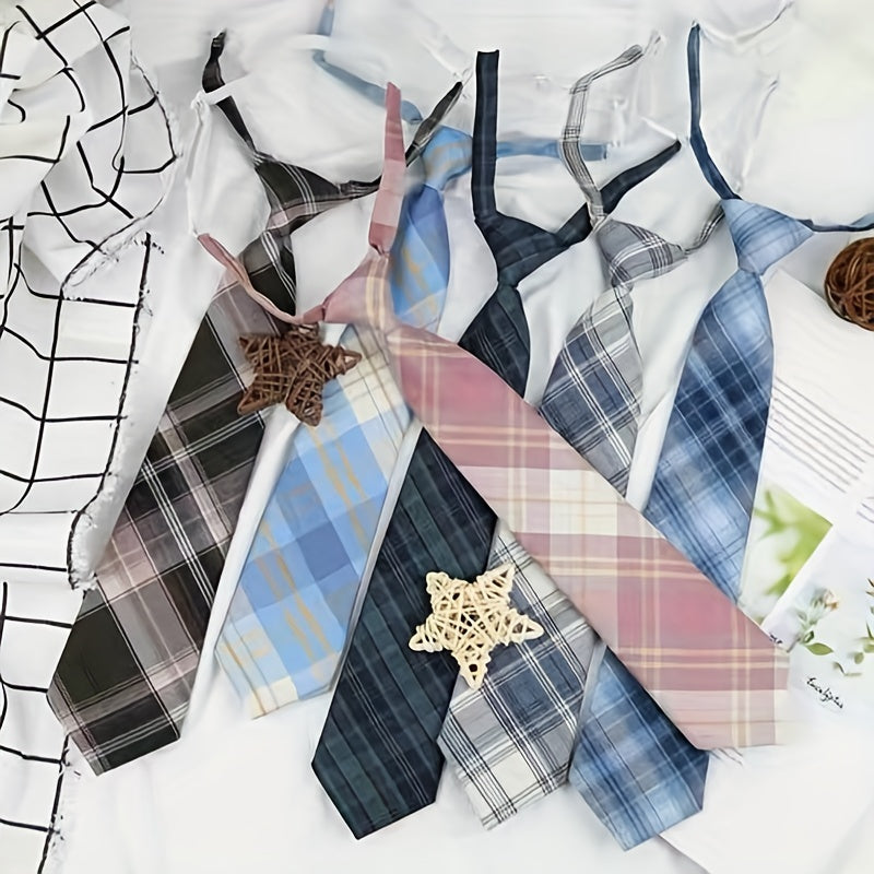 Plaid Elastic Small Tie For Cosplay School Uniform Boys