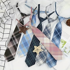 Plaid Elastic Small Tie For Cosplay School Uniform Boys