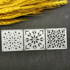 Three Square Lace Backgrounds Metal Die Cuts for DIY Scrapbooking