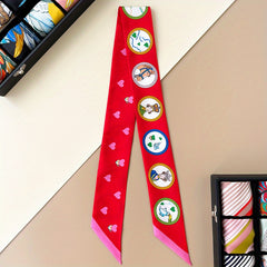 Printed Silk Skinny Scarf Casual Decorative Hair Ribbon