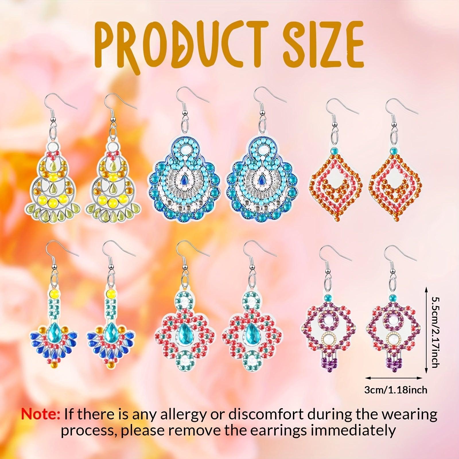 DIY Diamond Painting Earrings Kit Boho Flower Water Dro