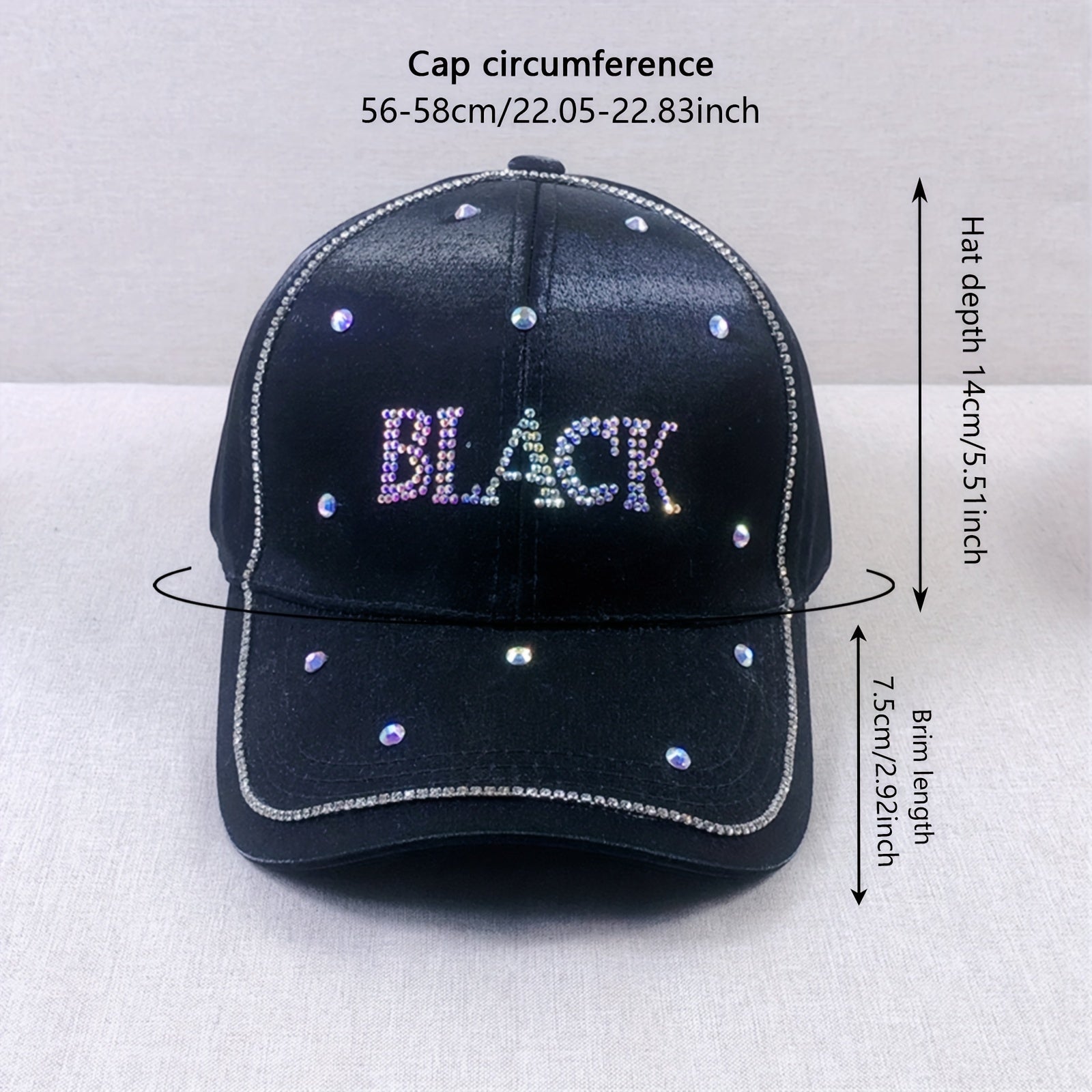 Rhinestone Letter Baseball Cap - Solid Dad Hat for Women