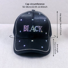 Rhinestone Letter Baseball Cap - Solid Dad Hat for Women