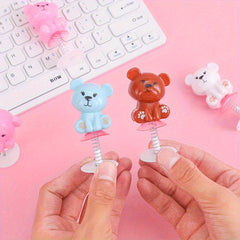 5pcs Press Bouncing Bear Toy Creative Bear Ornaments Birthday Event Party Favors