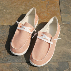 Women's Canvas Lace Up Walking Sneakers Low Top Flat Loafers
