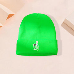 Women Embroidery Skull Knit Hat Woolen Hat Man Unisex Hip hop Cap