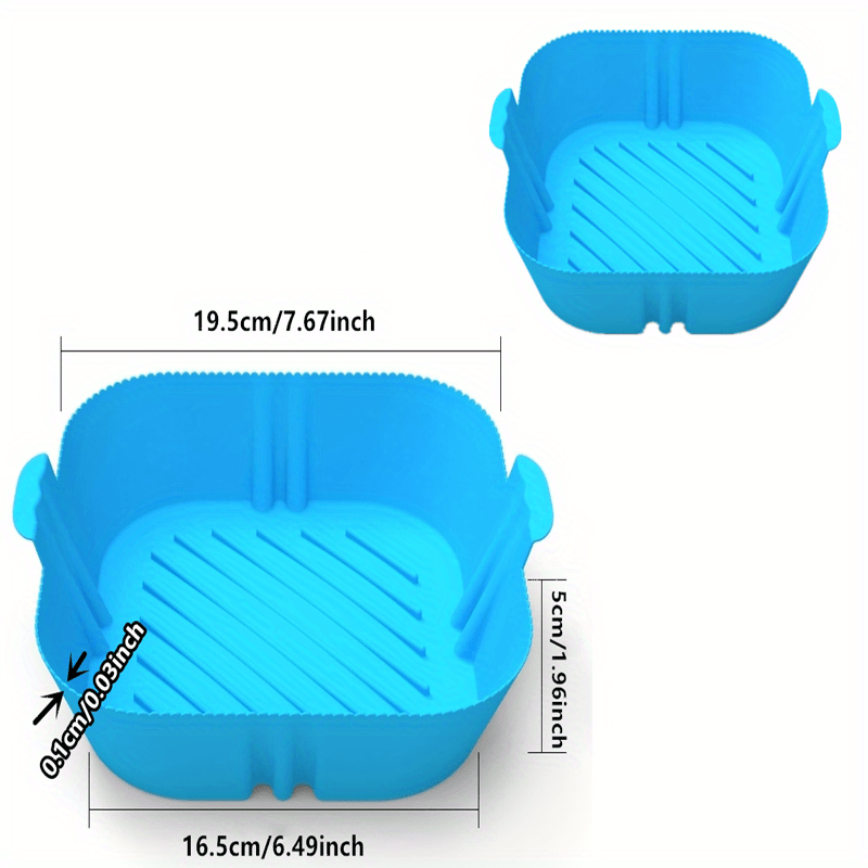 1pc Square Air Fryer Silicone Pot Reusable Liner 19x16.48x4cm