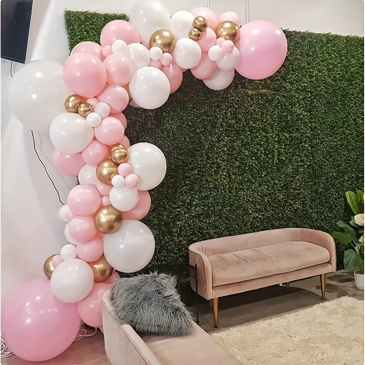 Pink Balloon Garland Kit with Tape, Strip & Ribbons - 177pcs