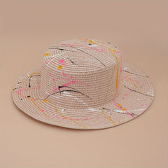 Men's and Women's Straw Hat Summer Sun Hat Seaside Vacation Beach Flat Top