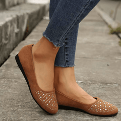 Women's Rhinestone Flat Loafers Lightweight Slip On Shoes