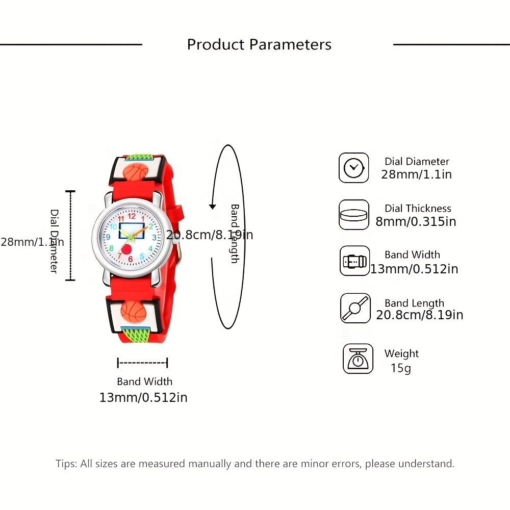 3D Embossed Children's Watch Basketball Pattern Sports Watch