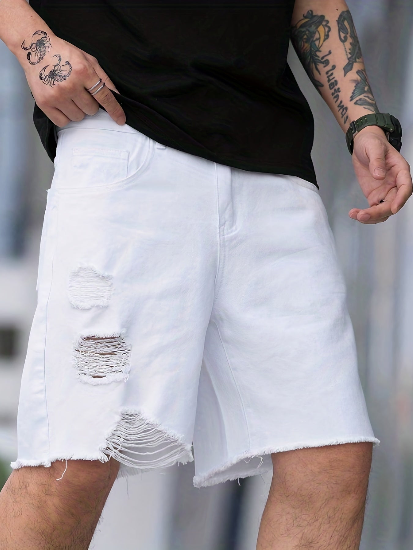 Men's Loose Fit Denim Shorts for Summer