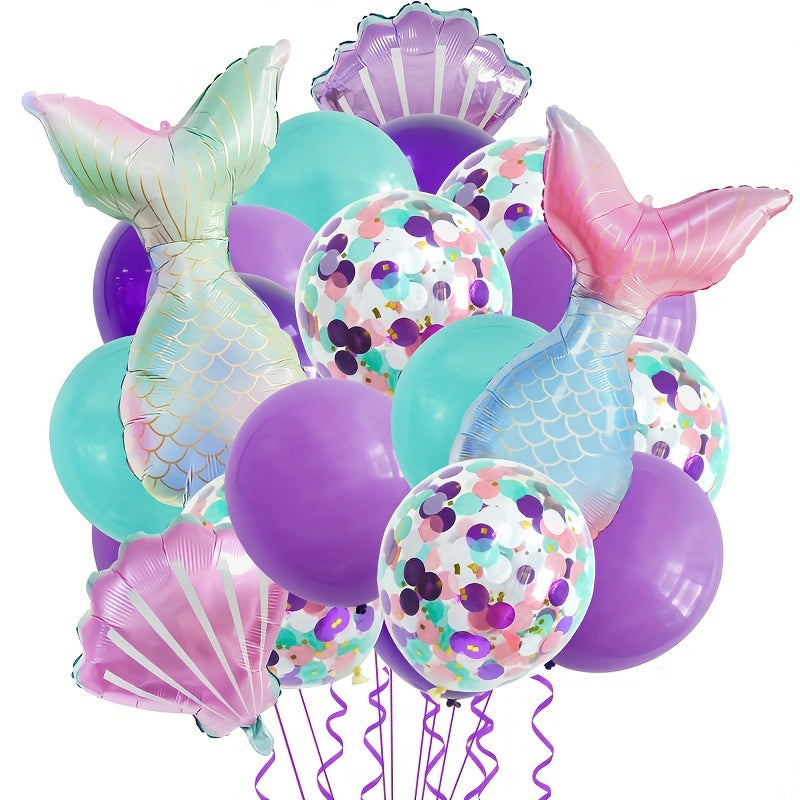 22pcs Mermaid Tail Balloon Theme Party Birthday Decorations