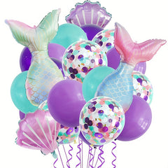 22pcs Mermaid Tail Balloon Theme Party Birthday Decorations