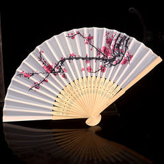 Chinese Style Fiber Decorative Fan Floral Pattern Folding Fan