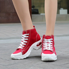 Women's High Top Canvas Sneakers with Air Cushion Sole
