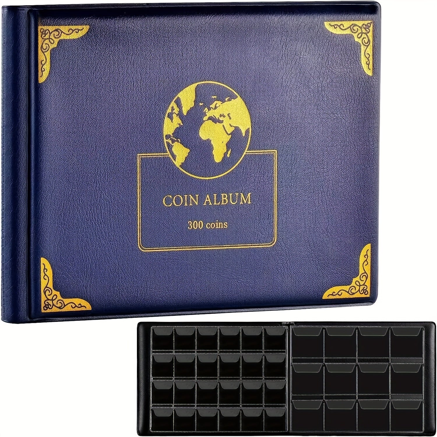 Coin Collection Holder Book 300 Pockets Storage Case Album 20-38mm Coins