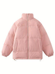 Women's Casual Puffer Jacket Warm Stand Collar Zip Sports Jacket