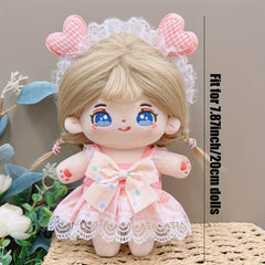 7.87in Doll Clothes Dress Headwear 2pcs Set Doll Accessories Girls Birthday
