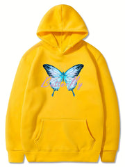 Girls Butterfly Print Hooded Sweatshirt Top Youth Girls' Long Sleeve Hoodie