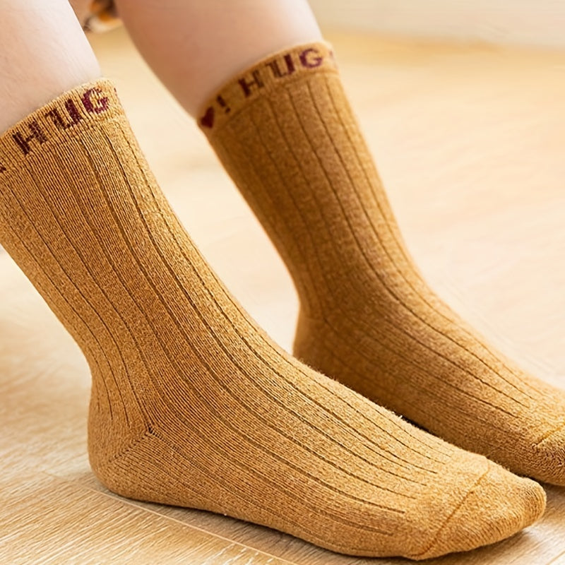 5pcs Girls Kids Breathable Crew Socks for Spring Autumn Winter