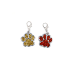 2pcs Glitter Engraved Dog Tag Keychain Footprint Paw Print Pet Tag Zinc Alloy