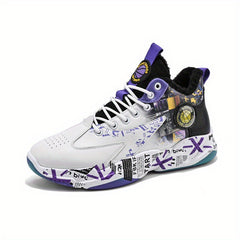 Men's Fuzz Lined Basketball Shoes Non Slip Lace Up Sneakers