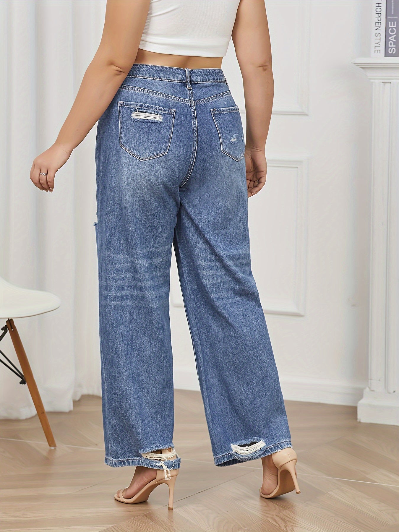 Casual High Rise Wide Leg Jeans