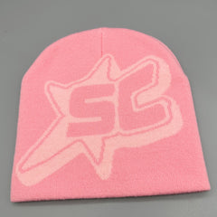 Jacquard Candy Beanie Y2K Knit Hat for Women