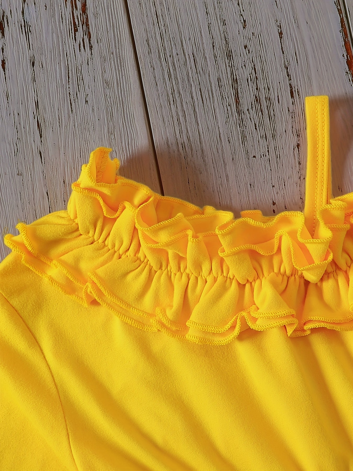 Girls' Sunflower Frill One Shoulder Dress Set & Belt