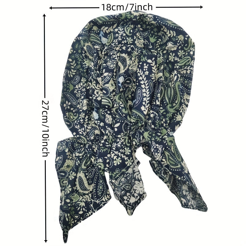 Paisley Print Bandana Casual Hijab Turban Cap Elastic Lightweight Beani