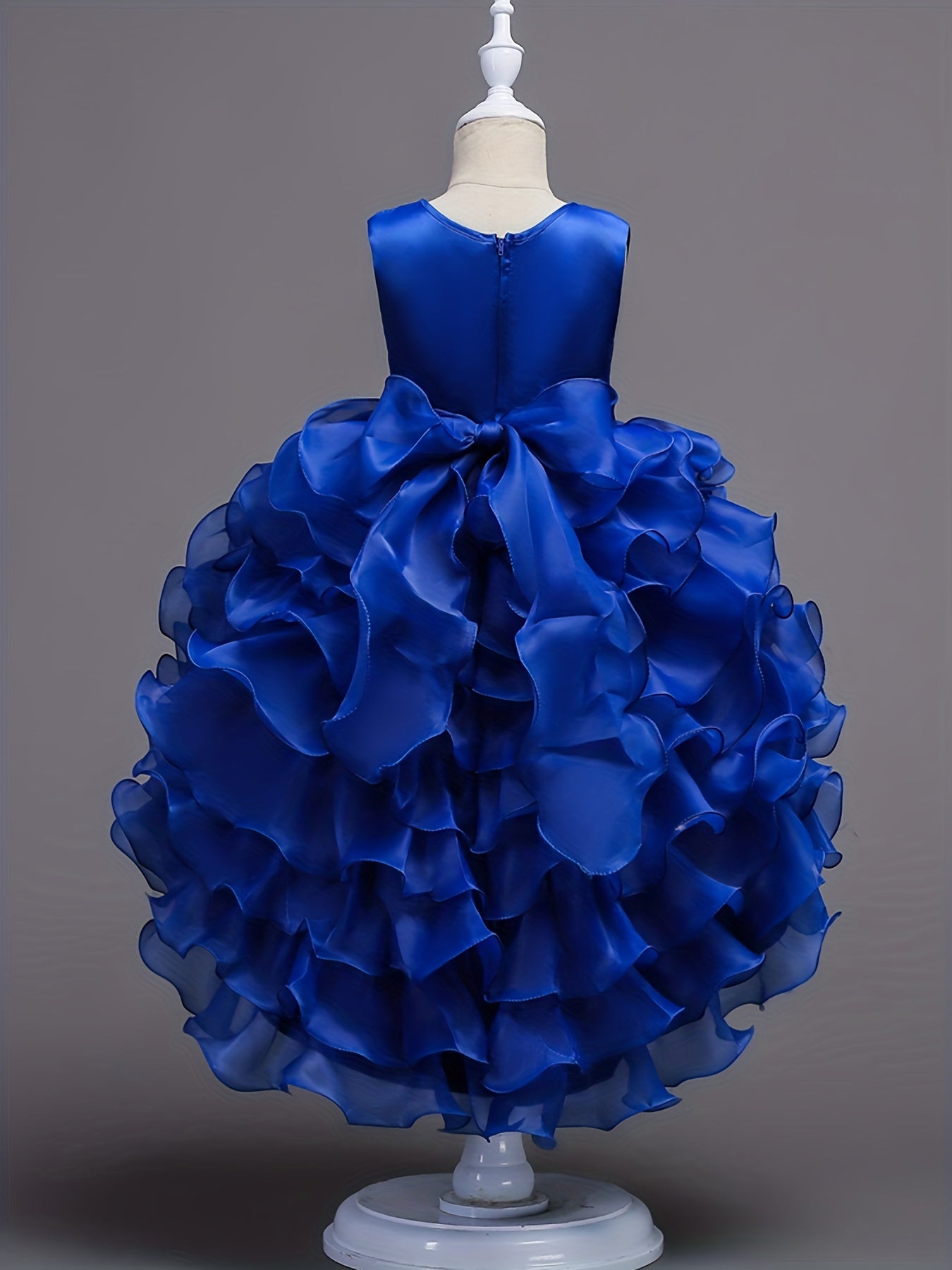 Kids Vintage Ruffle Lace Flower Dress Trailing Princess Dress