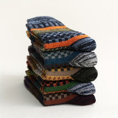 5 Pairs Thick Wool Mid-Calf Socks, Men Women, Autumn Winter