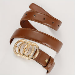Three Circle Buckle PU Leather Belt For Girls