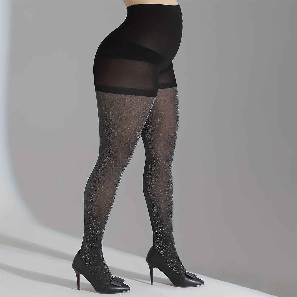 Colorblock Shinny High Rise Stretchy Pantyhose Plus Size Party Stockings