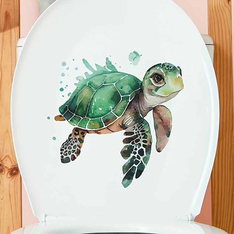 Watercolor Turtle Toilet Sticker Self-adhesive Waterproof PVC 29x11.4inch