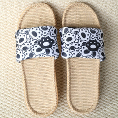 Cat Paw Slippers Open Toe Slide Sandals Lightweight Linen Beach Shoes