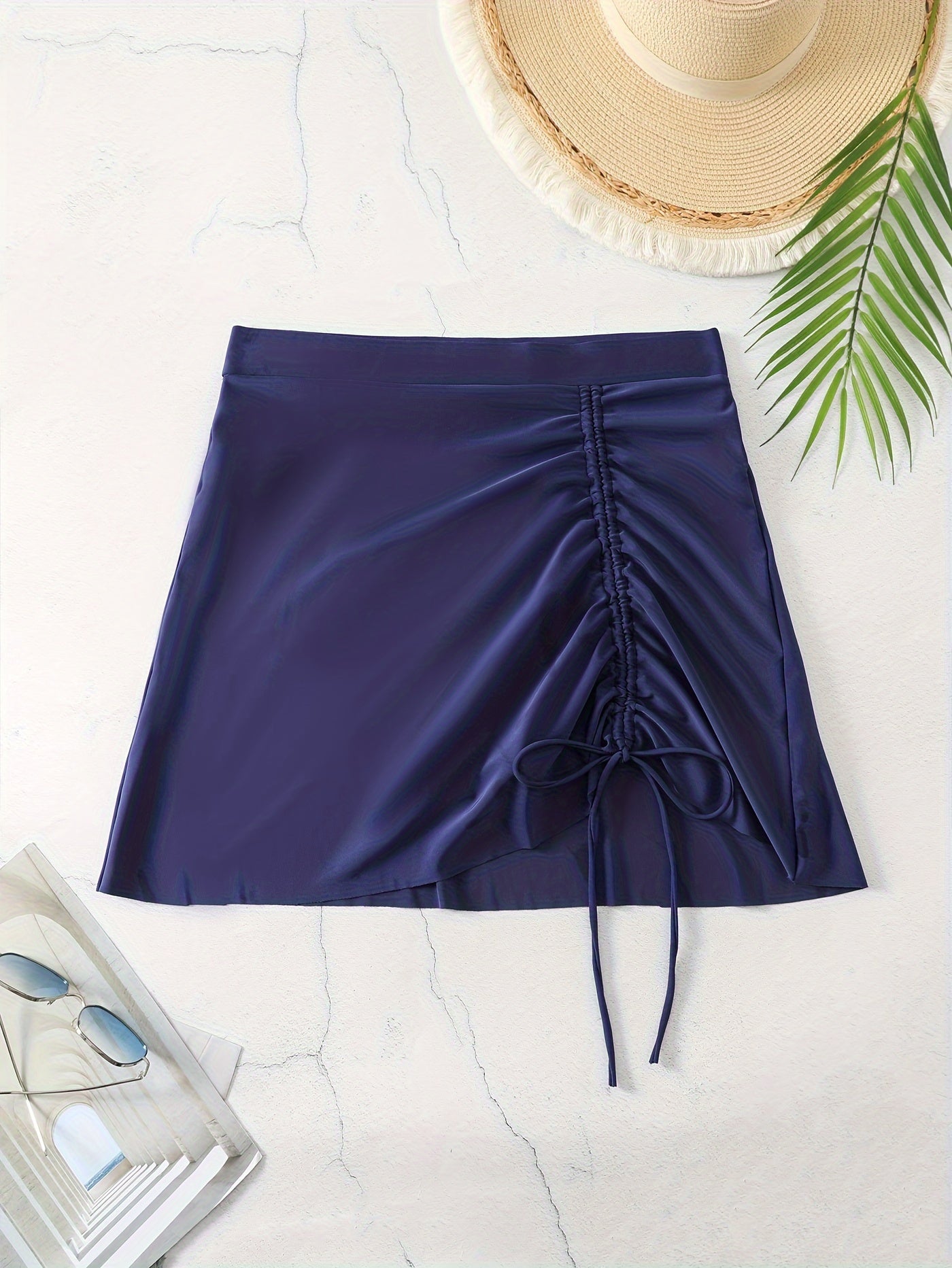 Vacay Bikini Bottoms Solid Tie Ruched High Rise Swimwear