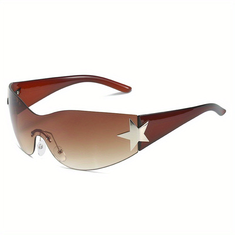 Pentagram Pattern Rimless Sunglasses for Men