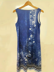 Floral Sleeveless Midi Dress Casual Notched Neck