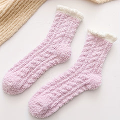 4 Pairs Fuzzy Mid Tube Socks Women's Stockings