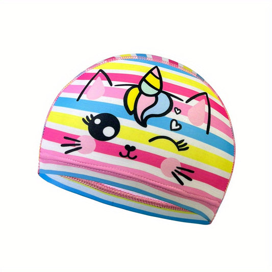 Kids Cartoon Waterproof Swimming Cap Mermaid Duck Deer Ear Protection