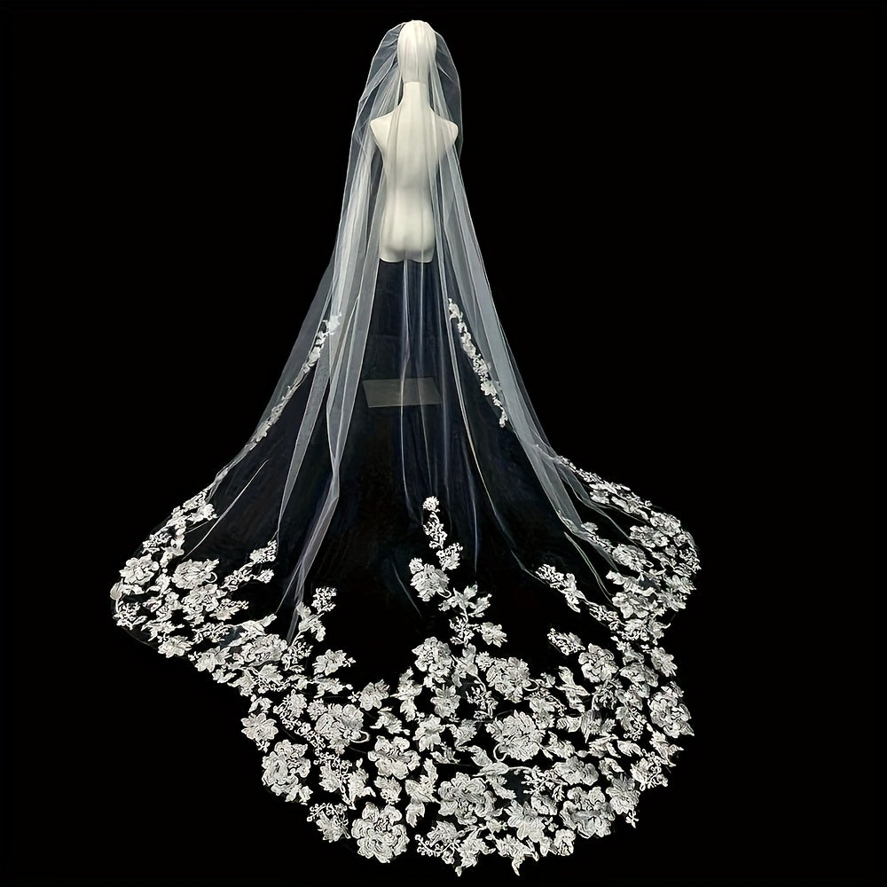 Retro Bridal Headcloth Fine Yarn Pattern Long Tail Wedding Women's Headcloth