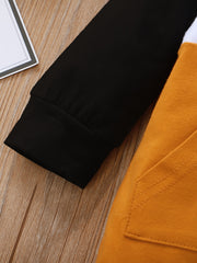 Classic Block Casual Jumpsuit Long Sleeve Hooded Romper